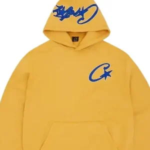 Corteiz Satin C Star Appliqué Hoodie Mustard