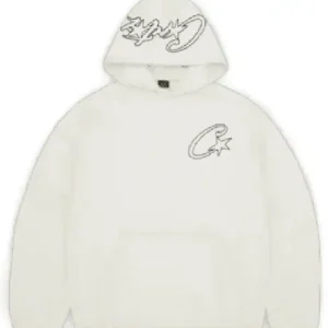 Corteiz Satin C Star Applique Hoodie Off White