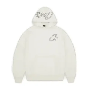 Corteiz Satin C Star Applique Hoodie Off White